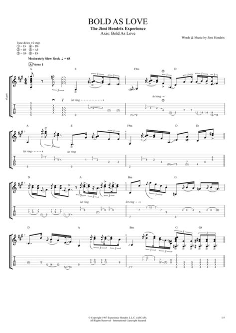 Bold As Love Tab by Jimi Hendrix .